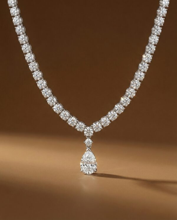 สร้อยคอเพชร คู่จี้เพชรหยดน้ำแบบถอดได้