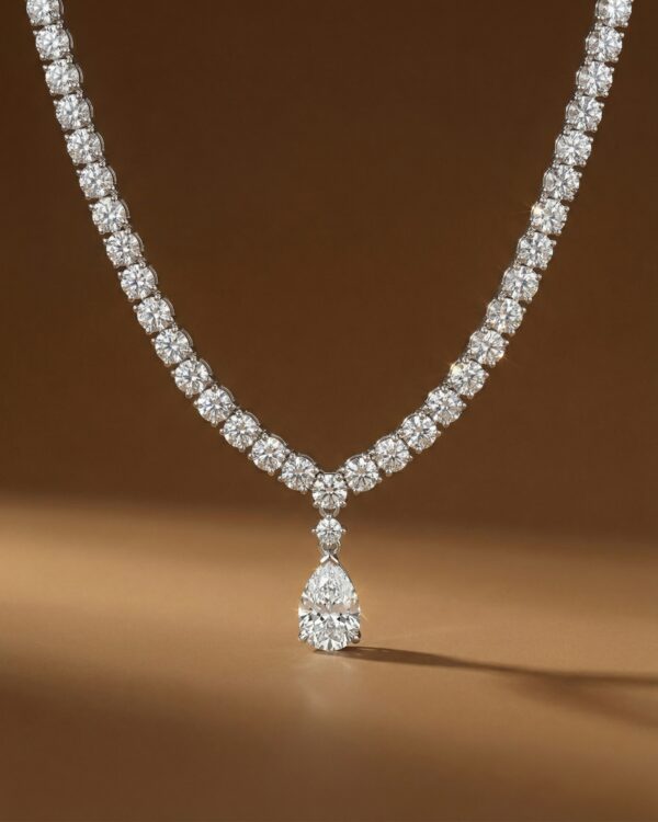 สร้อยคอเพชร คู่จี้เพชรหยดน้ำแบบถอดได้