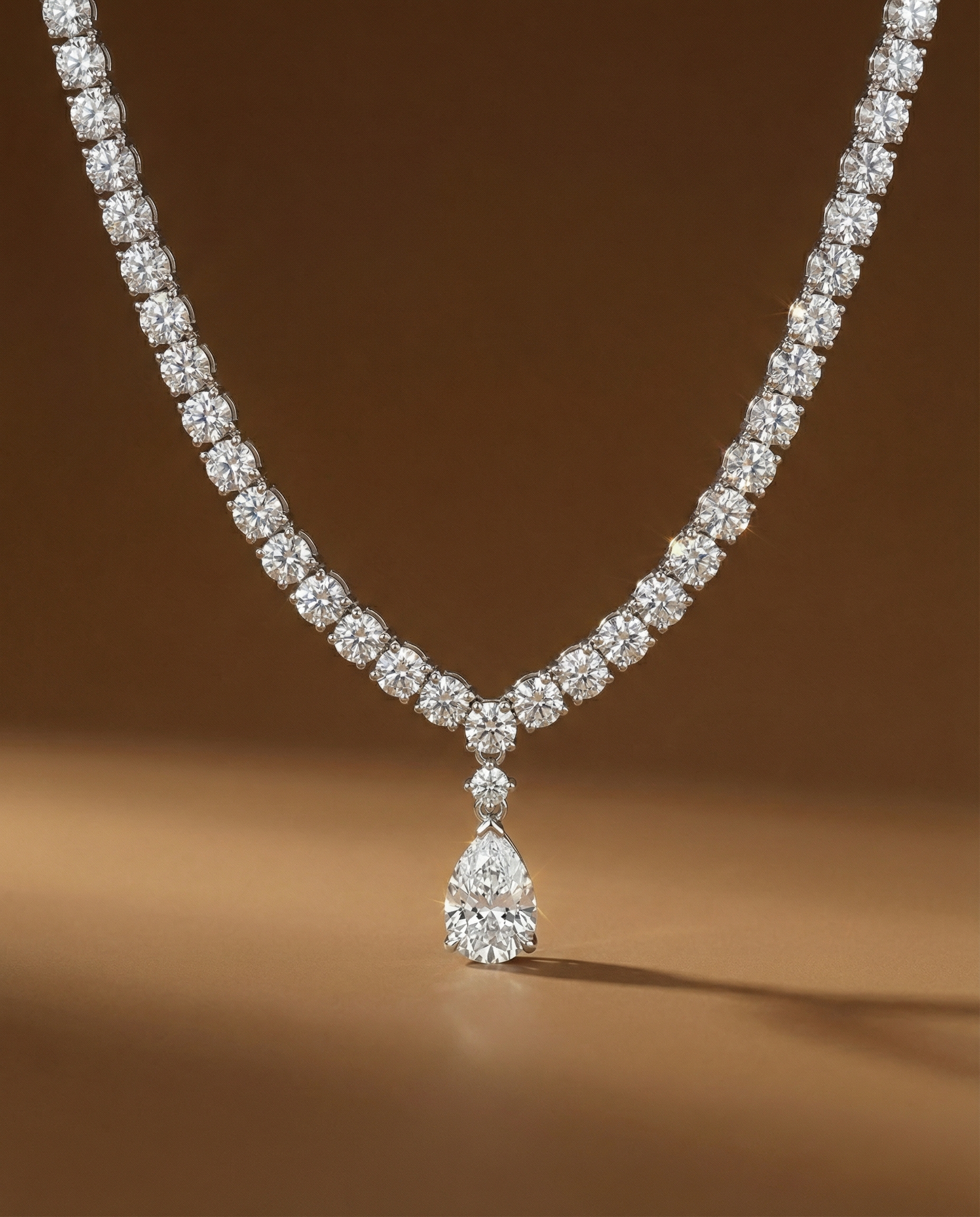 สร้อยคอเพชร คู่จี้เพชรหยดน้ำแบบถอดได้