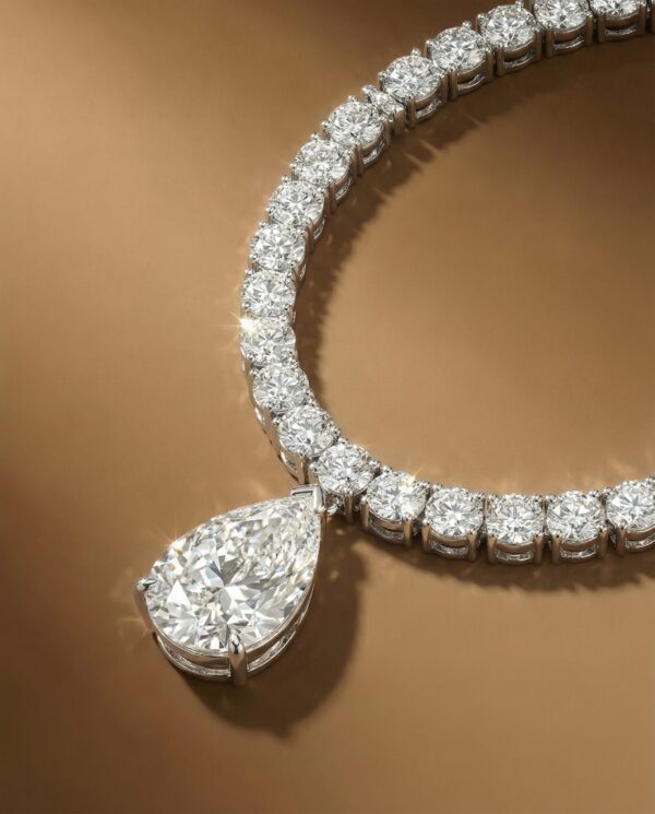 สร้อยเพชรเทนนิส พร้อมจี้หยดน้ำ 5 กะรัต