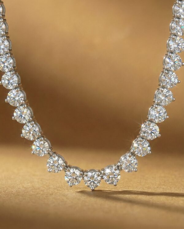 สร้อยคอเพชร Tennis Necklace ดีไซน์ฝังแบบ 3 เตย