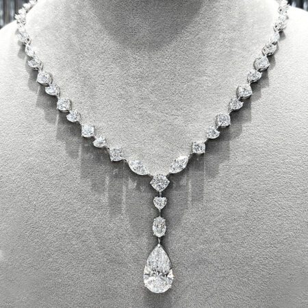 สร้อยเพชรระย้า จี้เพชรหยดน้ำเม็ดใหญ่ 10 กะรัต