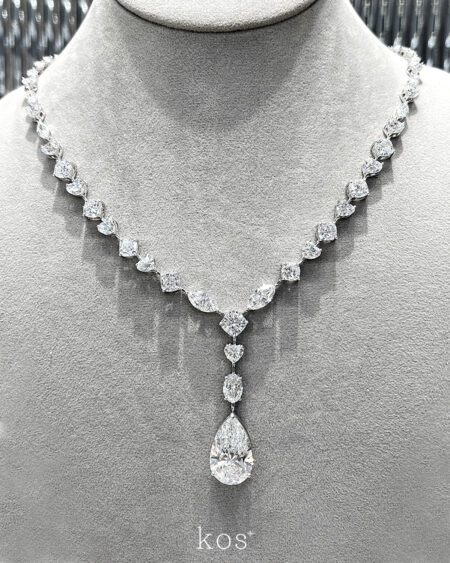 สร้อยเพชรระย้า จี้เพชรหยดน้ำเม็ดใหญ่ 10 กะรัต