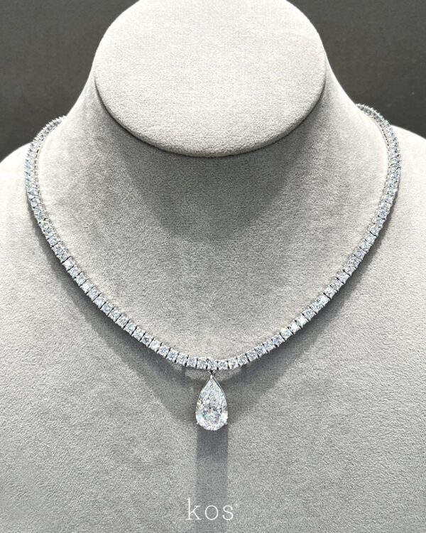 สร้อยเพชรเทนนิส พร้อมจี้หยดน้ำ 5 กะรัต