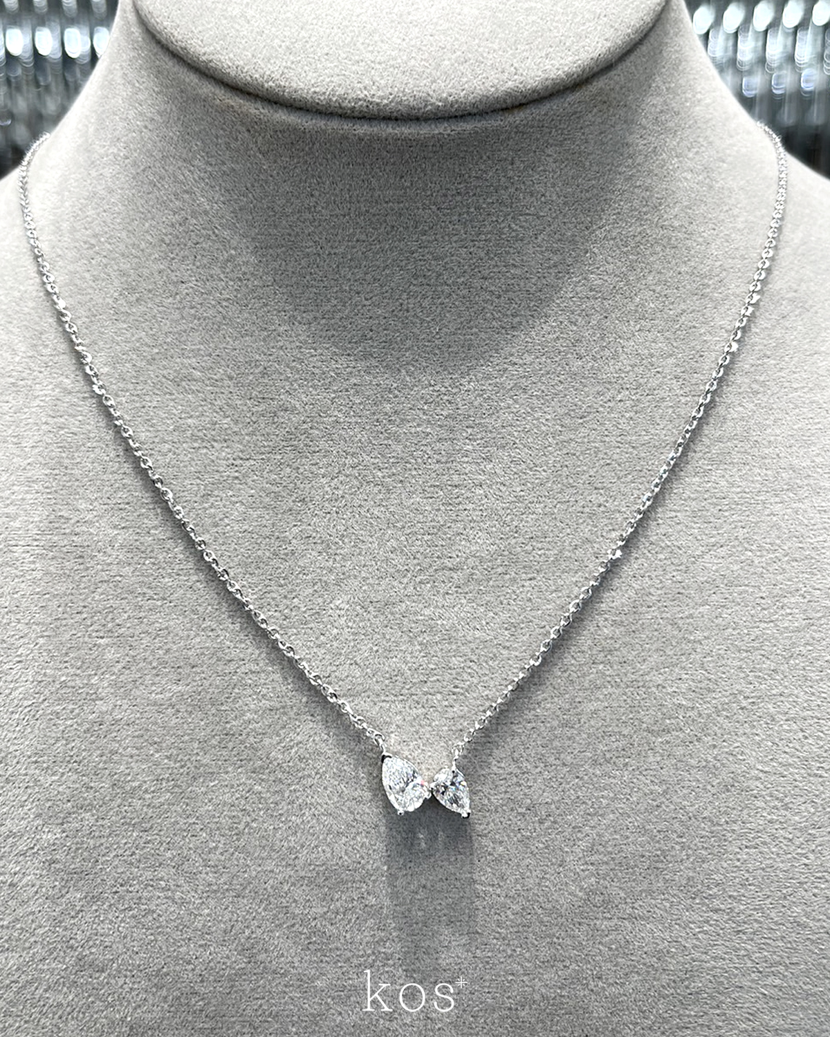 สร้อยคอ จี้เพชรหยดน้ำ 2 เม็ด