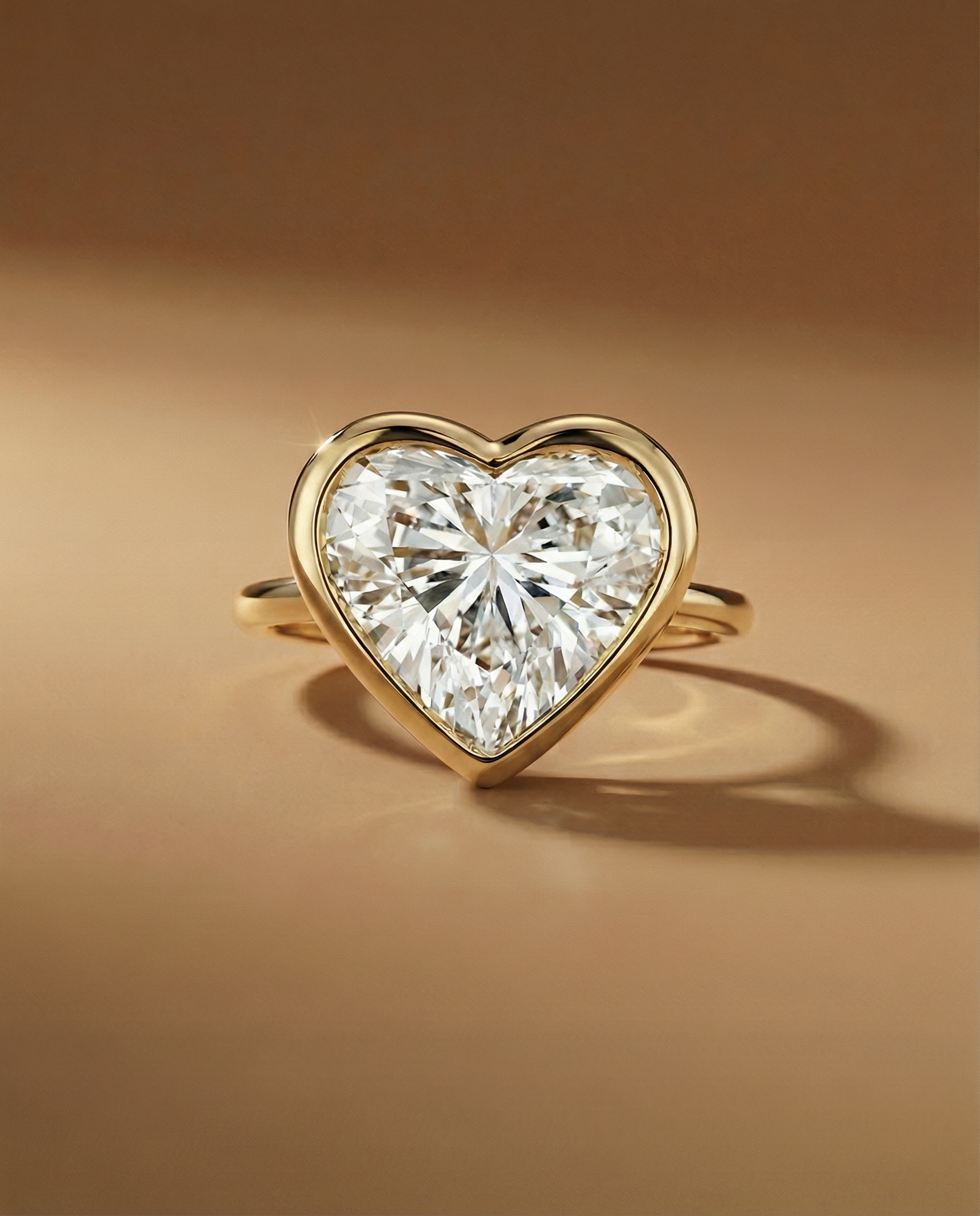 แหวนเพชรหัวใจ ตัวเรือนฝังขอบแบบ Bezel Setting