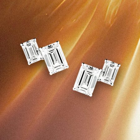 ต่างหู Double Emerald Stud Earrings