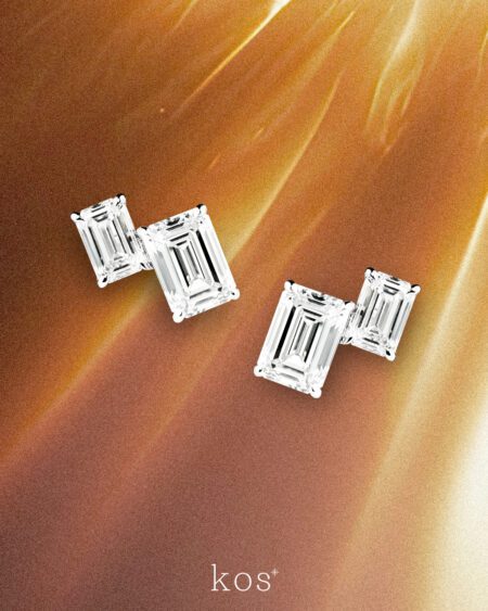 ต่างหู Double Emerald Stud Earrings