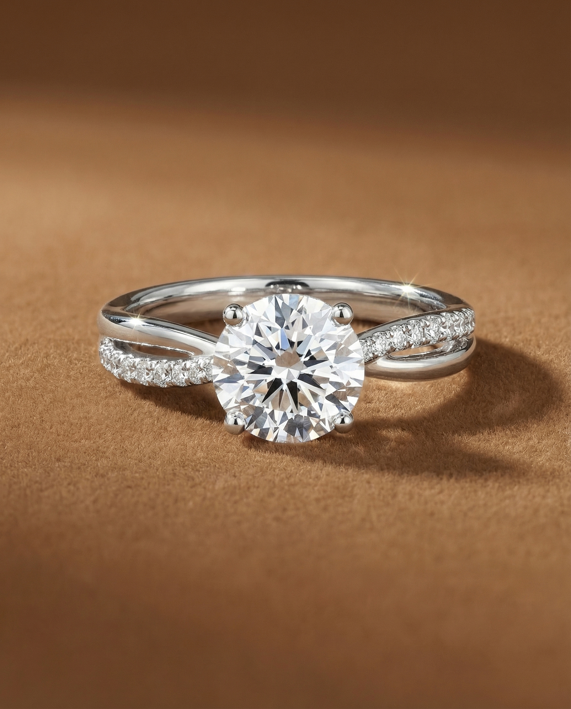 แหวนเพชรกลม ตัวเรือน Twist