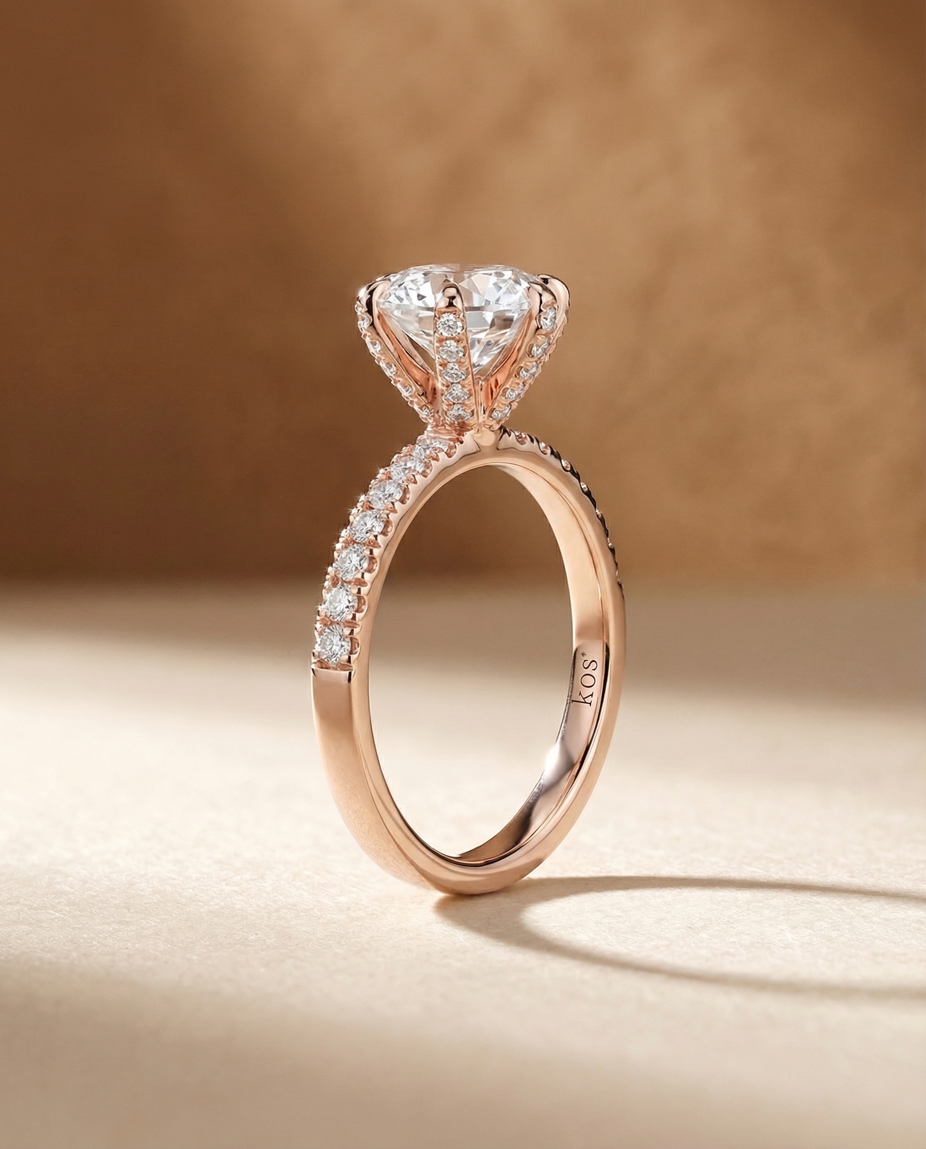 แหวนเพชรกลม 1.5 กะรัต ตัวเรือนสี Rose Gold