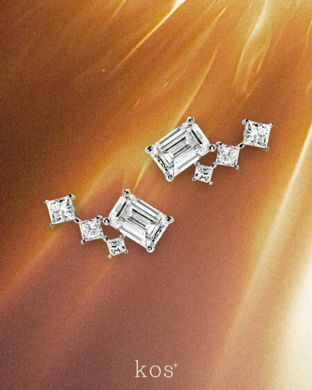 ต่างหูเพชร ตัวเรือนทองคำขาว จาก kos*