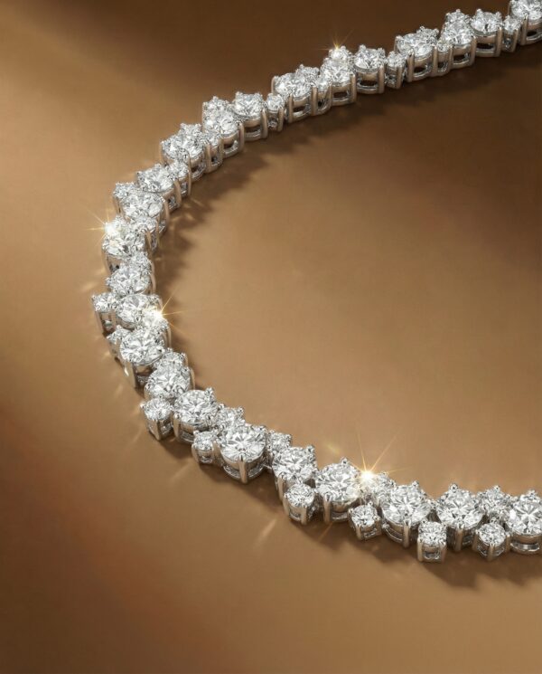 สร้อยคอเพชรจัดเรียงแบบ Cluster กลุ่มดาว ดีไซน์อ่อนช้อย