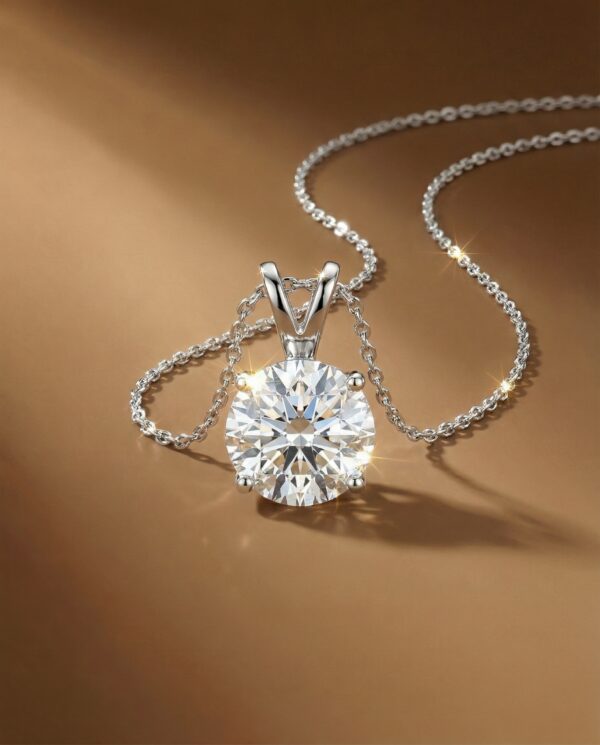 สร้อยคอจี้เพชรกลมตัวเรือนทองคำขาว