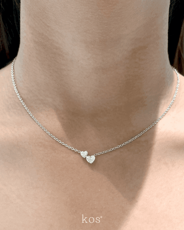 สร้อยเพชรแท้ The Two Hearts Diamond ตัวเรือนทองขาว