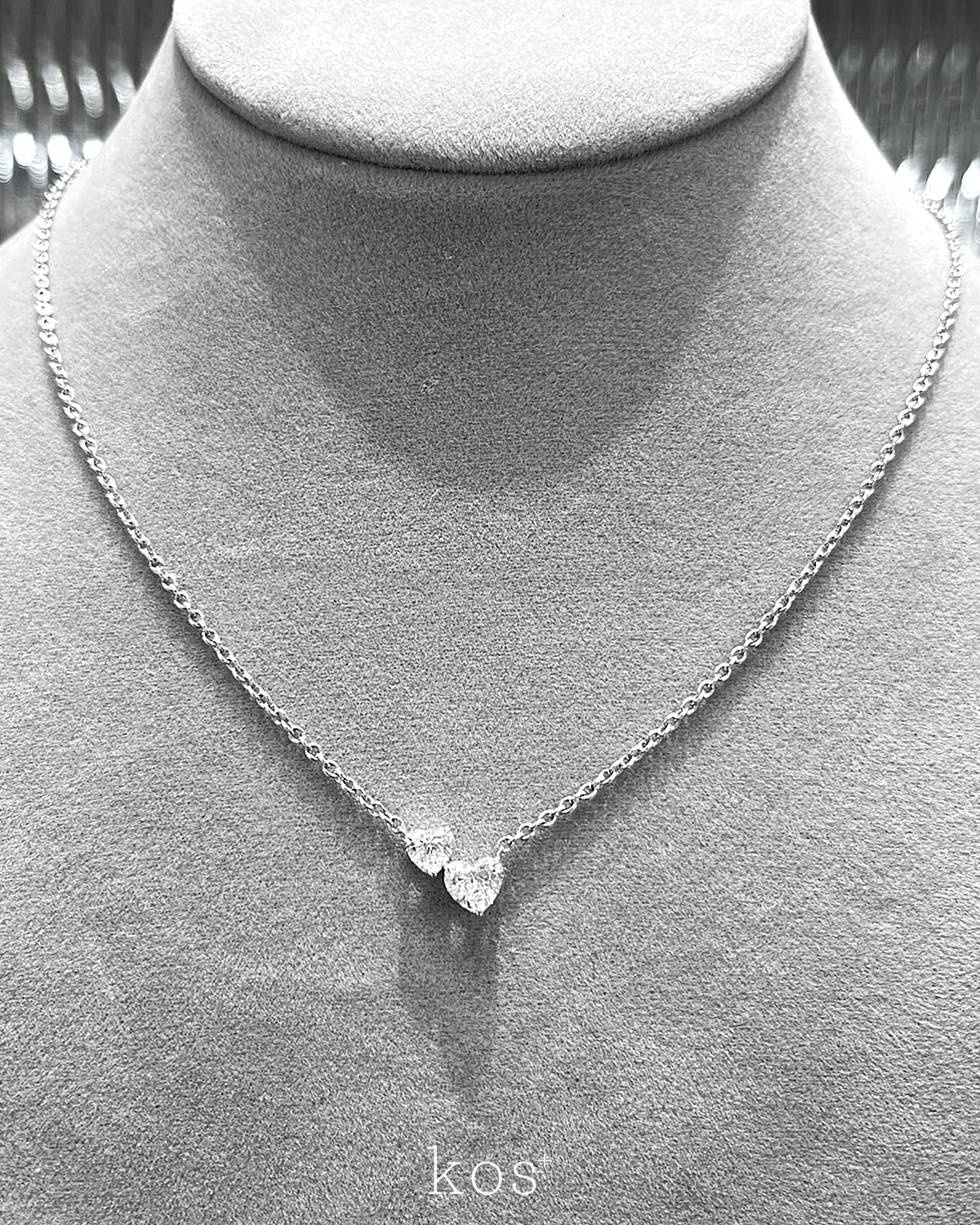 สร้อยเพชรแท้ The Two Hearts Diamond ตัวเรือนทองขาว