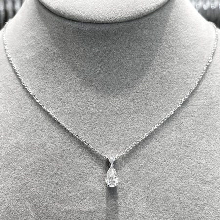 สร้อยเพชรแท้เม็ดเดี่ยว Pear Cut Solitaire Diamond ตัวเรือนทองขาว KOS Jewelry