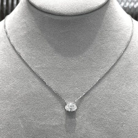 สร้อยเพชรแท้เม็ดเดี่ยว Solitaire Oval Cut Diamond ตัวเรือนทองขาว