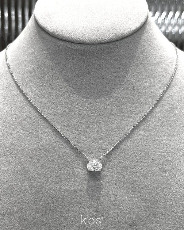 สร้อยเพชรแท้เม็ดเดี่ยว Solitaire Oval Cut Diamond ตัวเรือนทองขาว