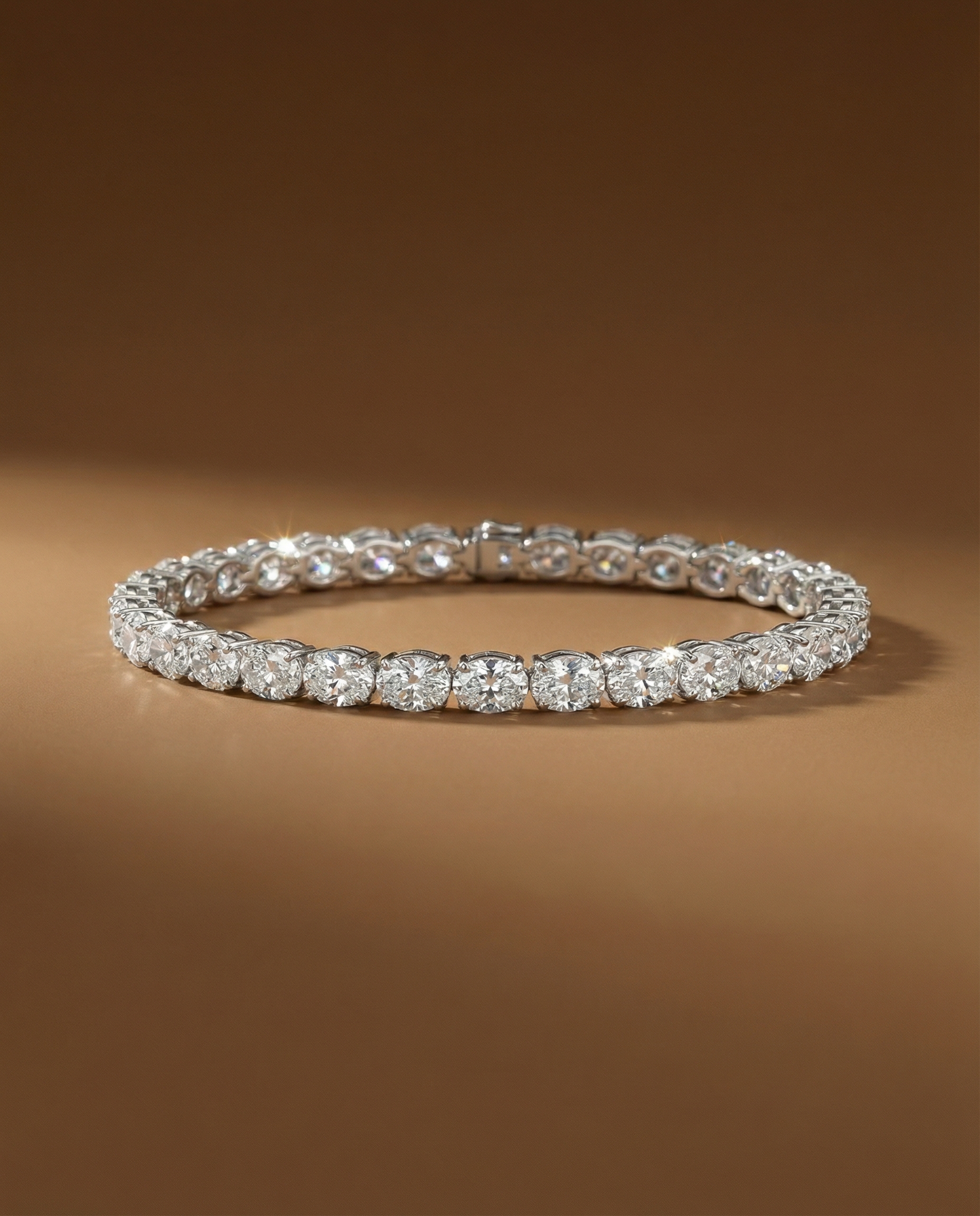 สร้อยข้อมือเพชรแท้-Oval-Tennis-Bracelet-ทองคำขาว