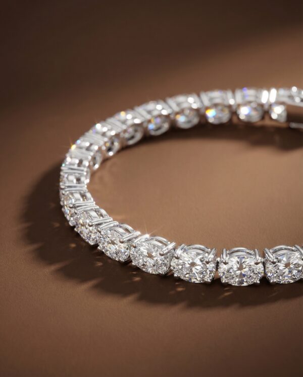 สร้อยข้อมือเพชรแท้-Oval-Tennis-Bracelet-ทองคำขาว