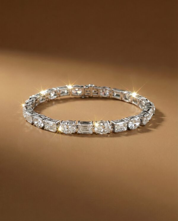 สร้อยข้อมือเพชรแท้-multi-shape-oval-emerald-cut-tennis-bracelet