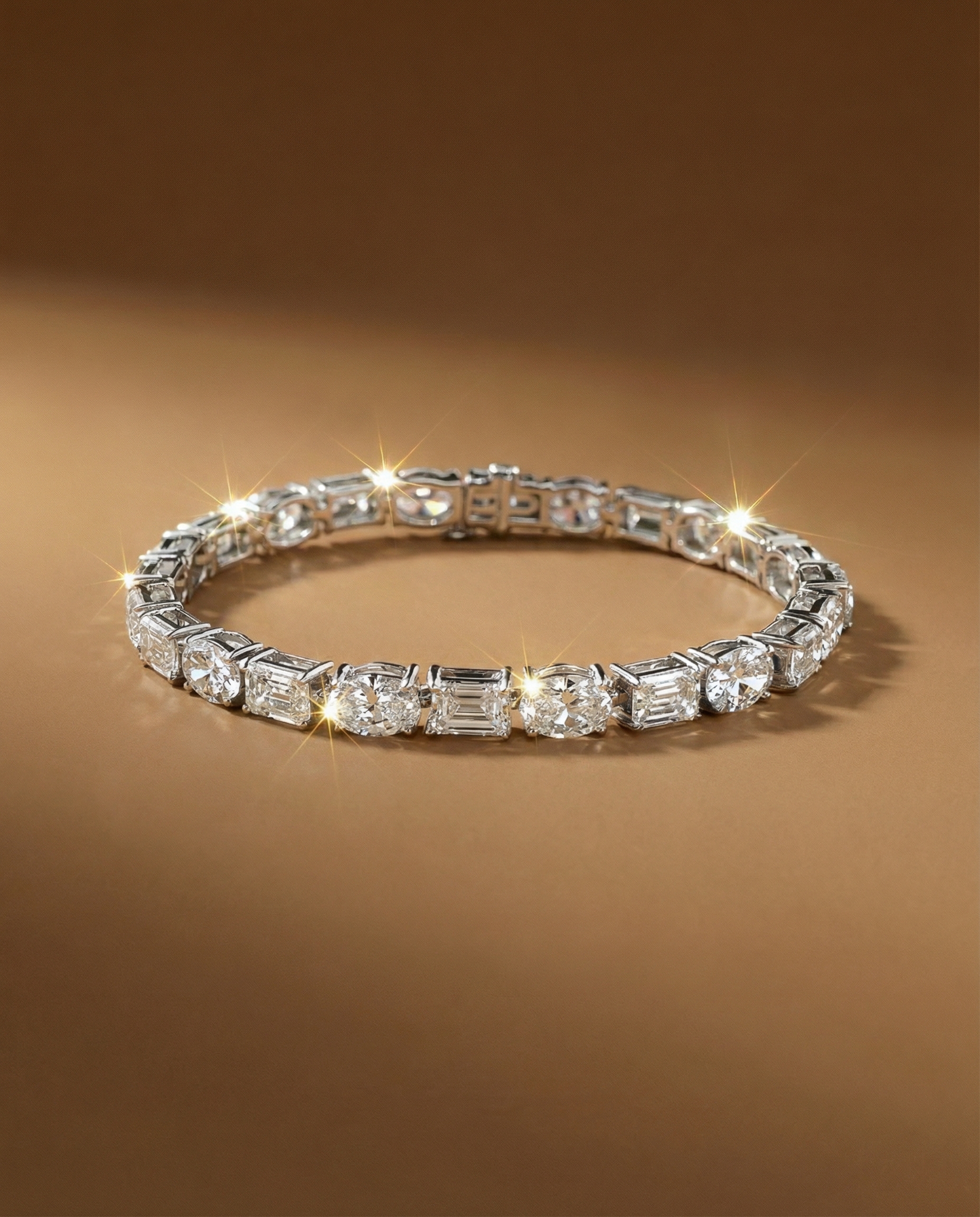 สร้อยข้อมือเพชรแท้-multi-shape-oval-emerald-cut-tennis-bracelet