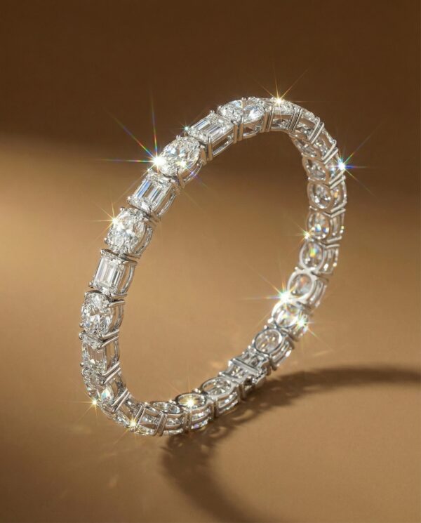 สร้อยข้อมือเพชรแท้-multi-shape-oval-emerald-cut-tennis-bracelet