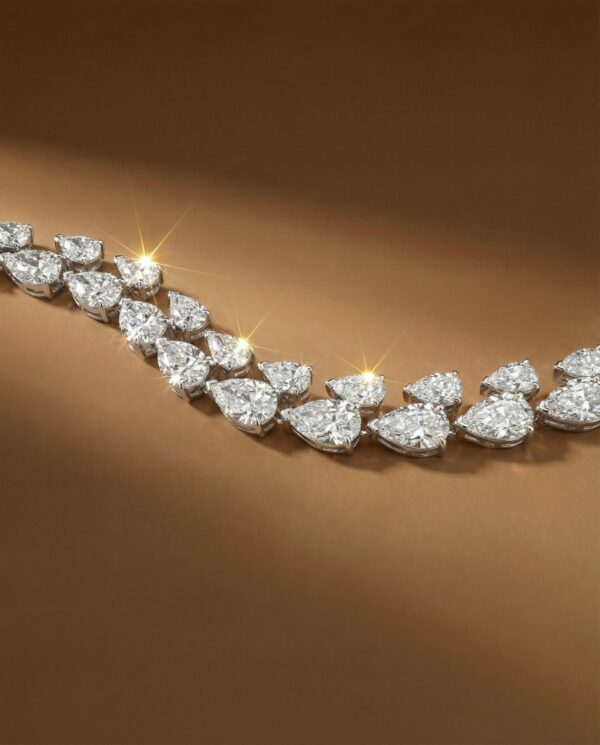 สร้อยข้อมือเพชรแท้ดีไซน์รูปหยดน้ำสองแถว