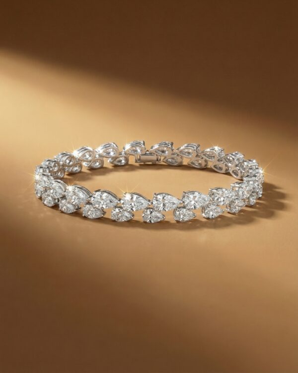 สร้อยข้อมือเพชรแท้ดีไซน์รูปหยดน้ำสองแถว