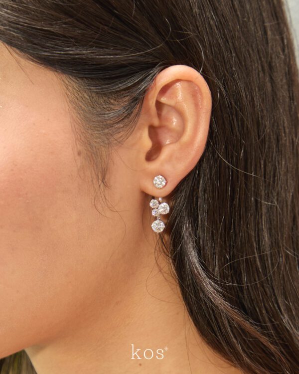 ต่างหูเพชร ดีไซน์ 2-in-1 แบบระย้า ตัวเรือนชุบทองคำขาว