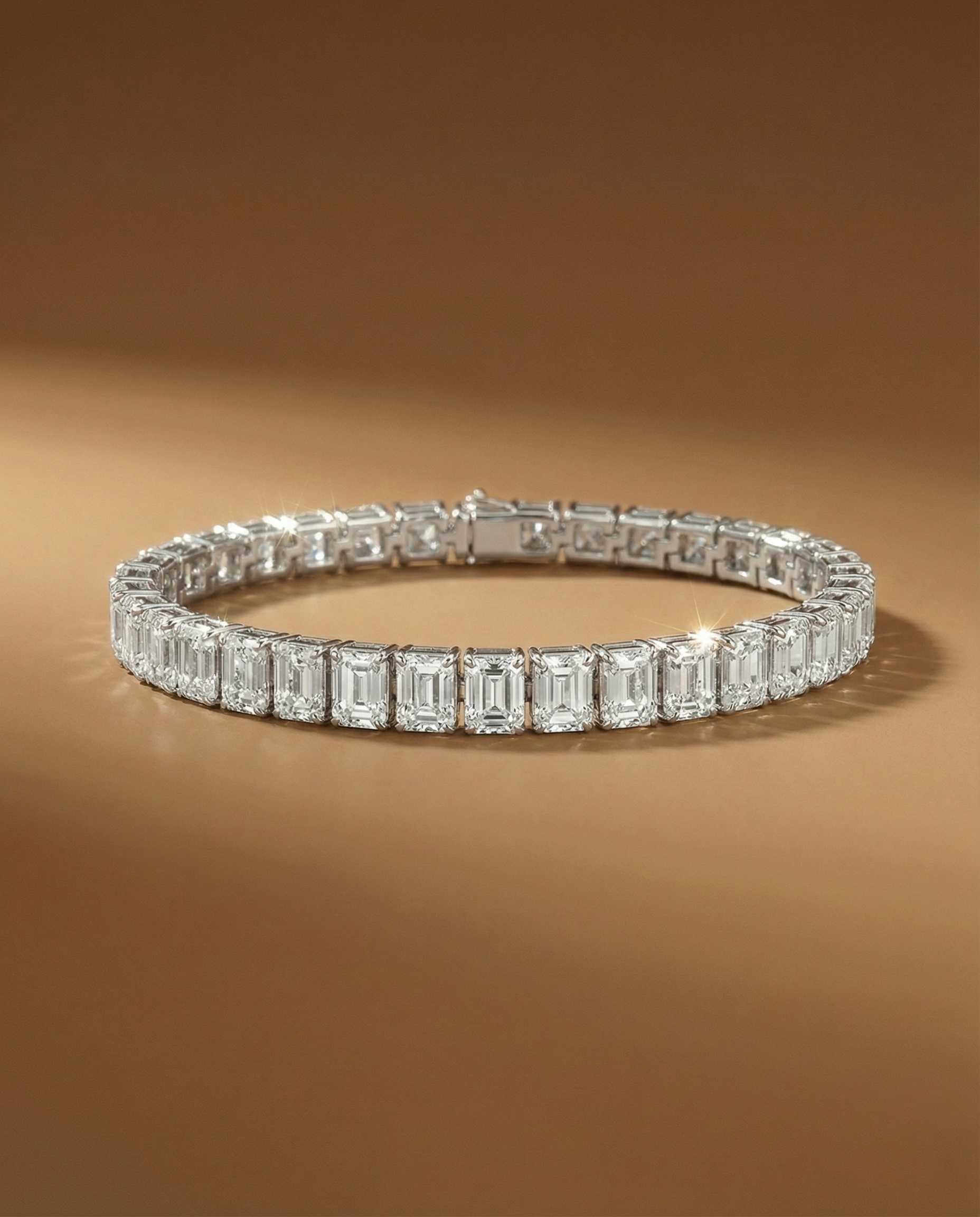 สร้อยข้อมือเพชร-Emerald-cut-Tennis-Bracelet-ทองคำขาว