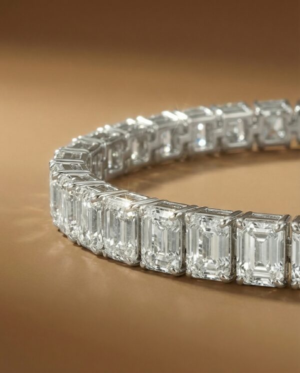 สร้อยข้อมือเพชร-Emerald-cut-Tennis-Bracelet-ทองคำขาว