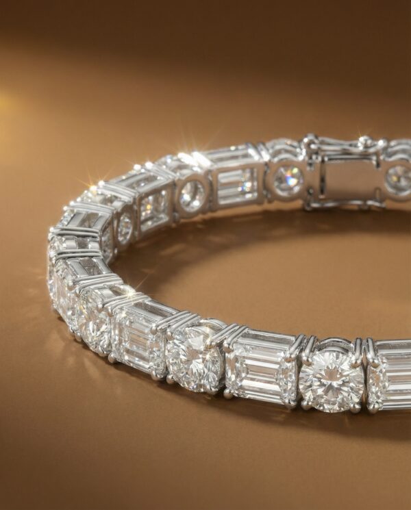 สร้อยข้อมือเพชร-emerald-round-cut-white-gold