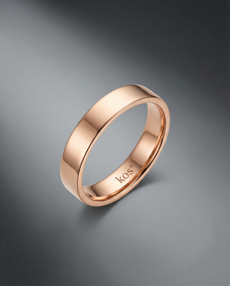 แหวนชาย Rose Gold ทรงเกลี้ยงขัดเงา-ดีไซน์มินิมอล-แบรนด์-kos