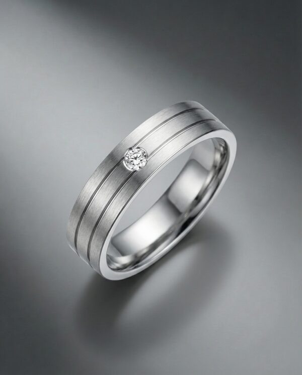 แหวนชาย ประดับเพชรแท้-ผิวแมตต์ขัดด้าน-แบรนด์-kos"