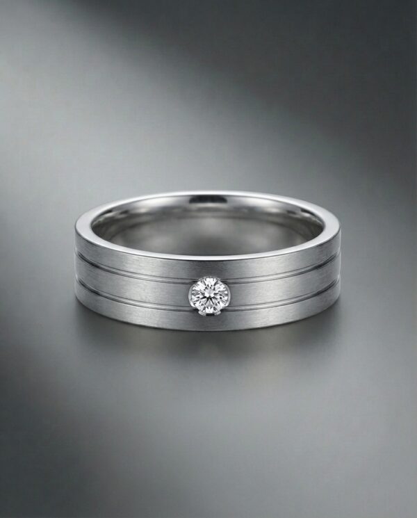 แหวนชาย ประดับเพชรแท้-ผิวแมตต์ขัดด้าน-แบรนด์-kos"