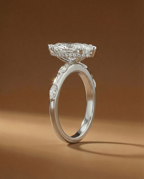 หวนหมั้นเพชรทรงมาร์คีส์-Marquise-Cut-Diamond-Engagement-Ring-ดีไซน์หรูหรา
