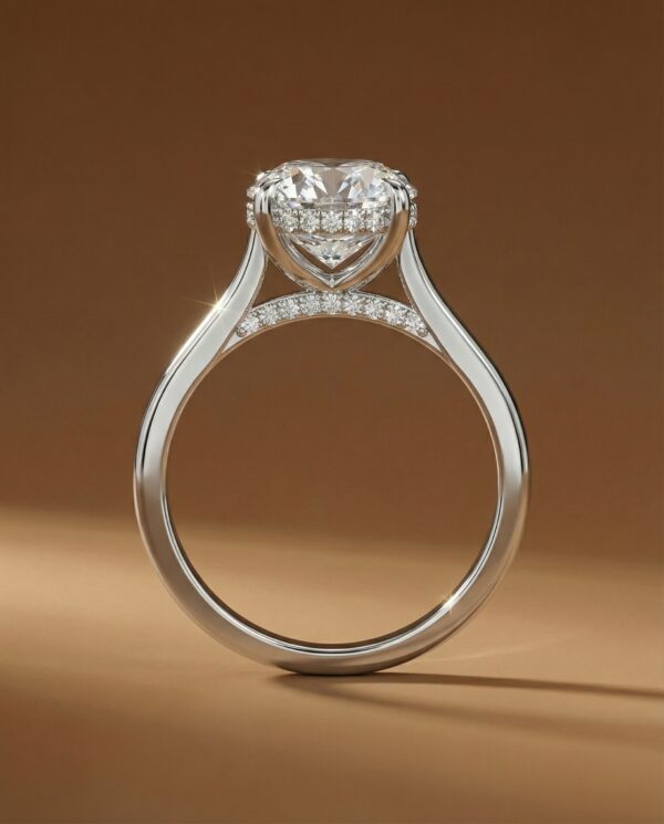 แหวนเพชรชูดีไซน์ Hidden Halo และเพชรที่สะพานแหวน