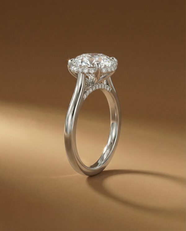 แหวนเพชรชูดีไซน์ Hidden Halo และเพชรที่สะพานแหวน