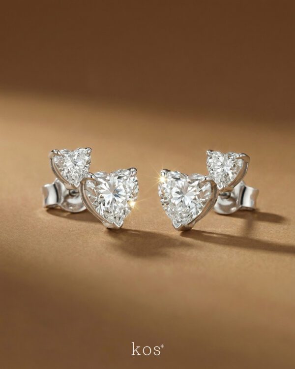 ต่างหูเพชรรูปหัวใจ 2 เม็ด