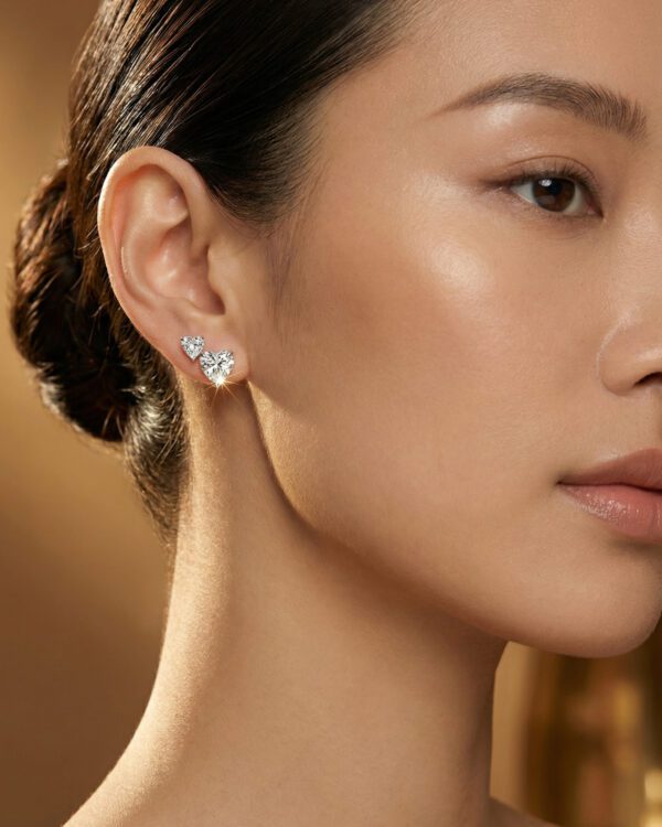 ต่างหูเพชรรูปหัวใจ 2 เม็ด