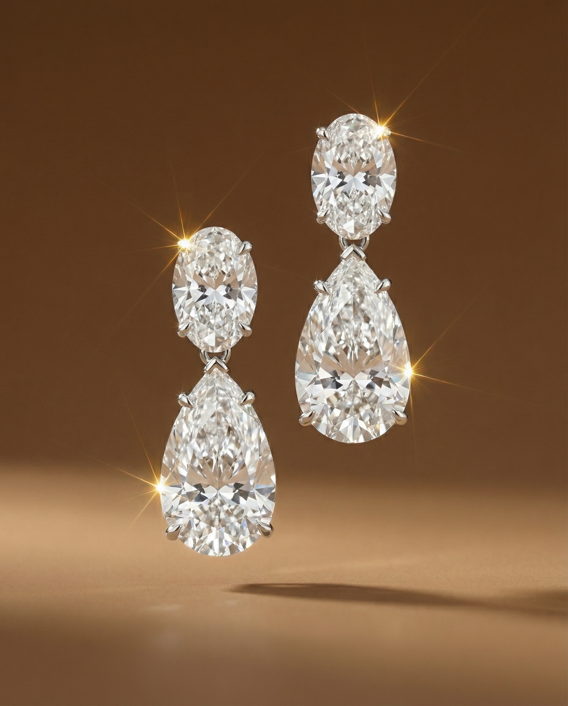างหูเพชรหยดน้ำ-pear-shape-oval-cut-diamond-drop-earrings