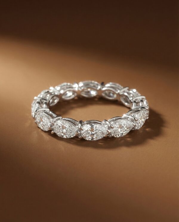 แหวนเพชรแถวรอบวง-ทรงหยดน้ำ-Pear-Shape-Eternity-Band-kos-jewelry