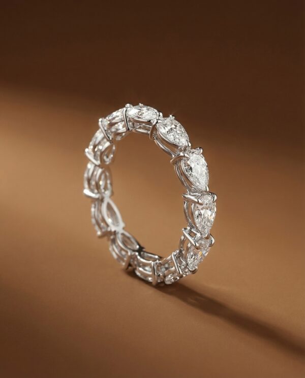 แหวนเพชรแถวรอบวง-ทรงหยดน้ำ-Pear-Shape-Eternity-Band-kos-jewelry
