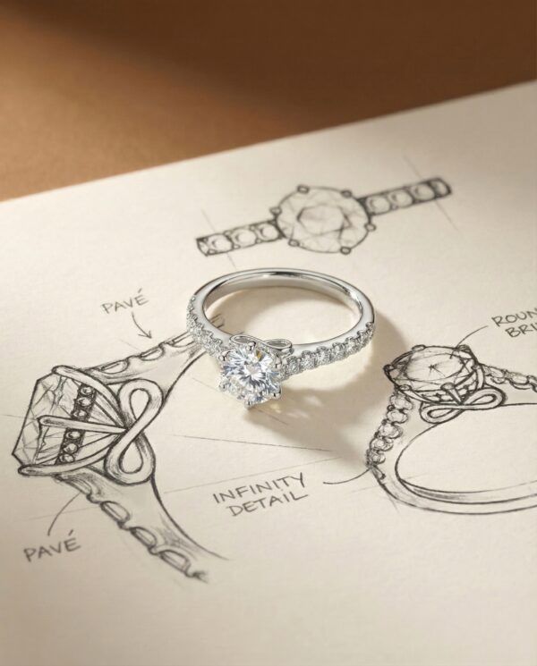 แหวนหมั้นเพชรแท้-ดีไซน์-infinity-ก้านเพชร