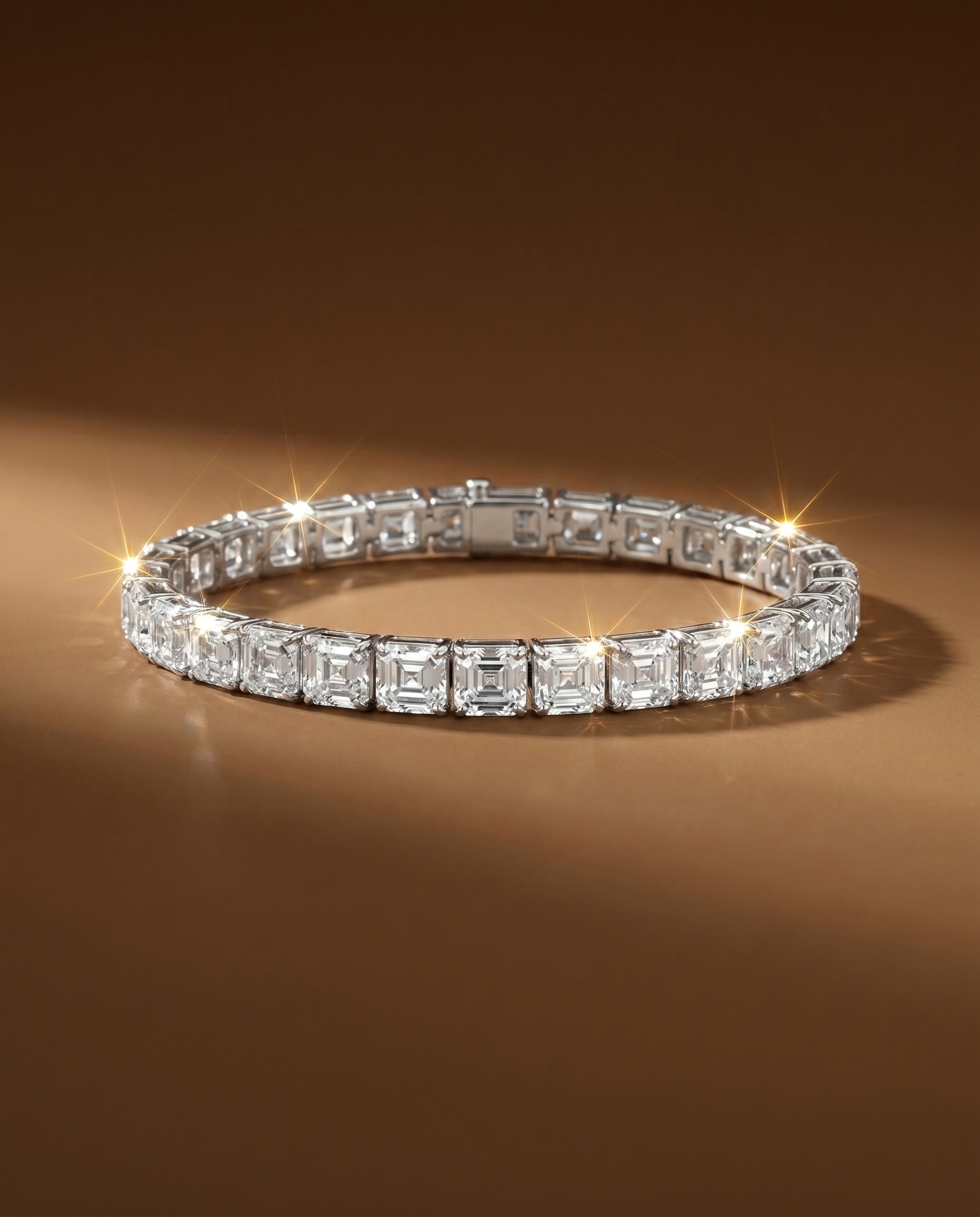 สร้อยข้อมือเพชรแท้ทรง Asscher Cut ตัวเรือนทองคำขาว