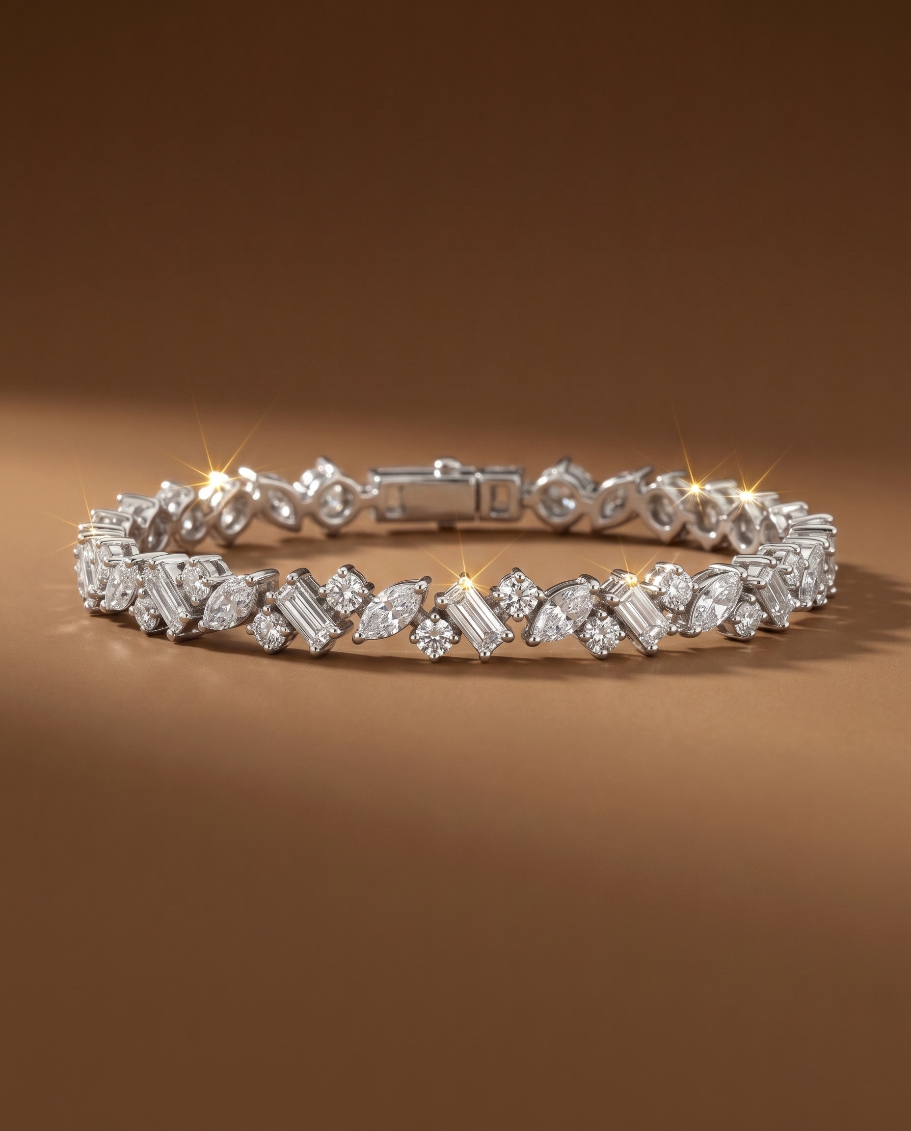 สร้อยข้อมือเพชรแท้ดีไซน์ Mixed-Cut ประดับเพชรทรงมาคีส์ Baguette และทรงกลม เล่นแสงสวยงาม เติมเต็มลุคหรูหรามีระดับ